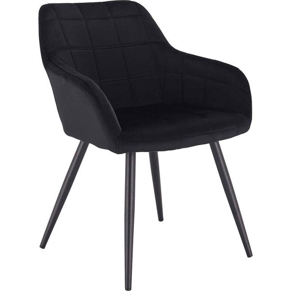 Sedia Happyment Spectral - Sedie Da Pranzo - Velluto Nero - Gambe In Metallo Nero - 1 Pezzo - Altezza Seduta 47 Cm - Deluxe-image