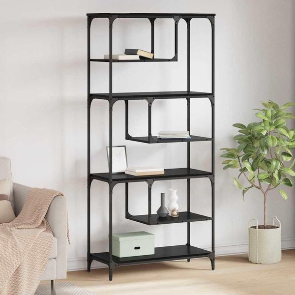 Maison Exclusive - Libreria Effetto Rovere Nero 81 X 36 X 176 Cm Materiale Ligneo-image