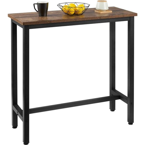 Happyment Tavolo Da Bar Servio – Industrial – Rettangolare – Legno E Metallo – 100X40X100 Cm – Tavolo Alto Per Cucina E Bar-image