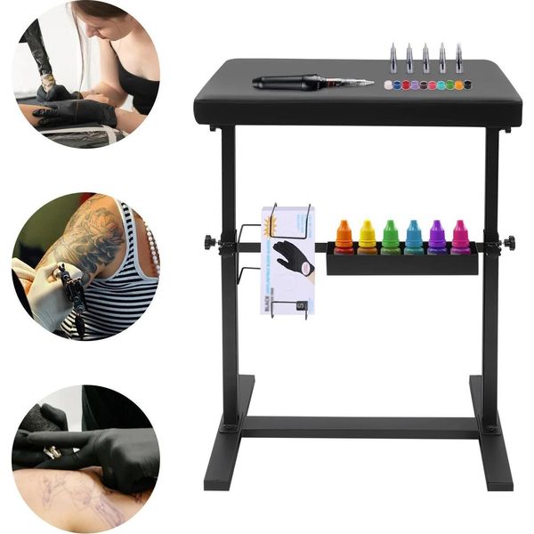 Bracciolo Per Tatuaggi - Supporto/Supporto - Regolabile In Altezza - Capacità Di Carico 50 Kg - Ferro,Poliuretanoe Schiuma - Per Salone/Studio/Casa - Nero-image