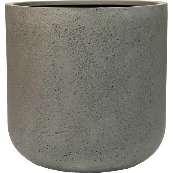 Vivanno Vaso Da Fiori In Fibra Di Vetro Chico Rotondo, Design Cemento Grigio Vesuvio - 40X40 Cm-image