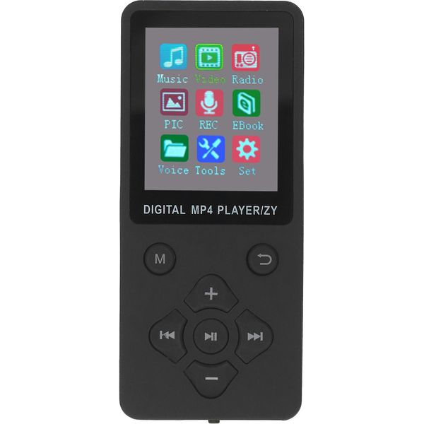Lettore MP3 MP4 Bluetooth 5.0 Super Sottile Schermo A Colori Da 1,8 Pollici Memoria Espandibile Fino A 128 Gb Lettore Video E Musicale Portatile Nero-image