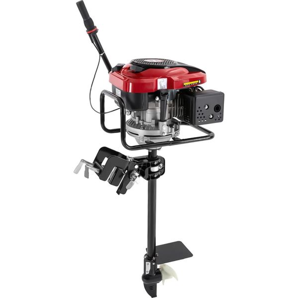 Motore Fuoribordo Per Barche - 4 Tempi 8 Cv - 196 Cm³ - Raffreddamento Ad Aria - Accensione Tci - Avviamento Manuale Con Avviatore A Inversione - Serbatoio Da 1,5 L - Altezza Specchio 40-55 Cm - Nero-image