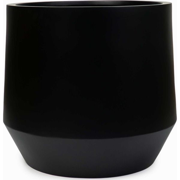 Vivanno Vaso Da Fiori In Fibra Di Vetro Nexora Rotondo, Nero Opaco - 54X48 Cm-image