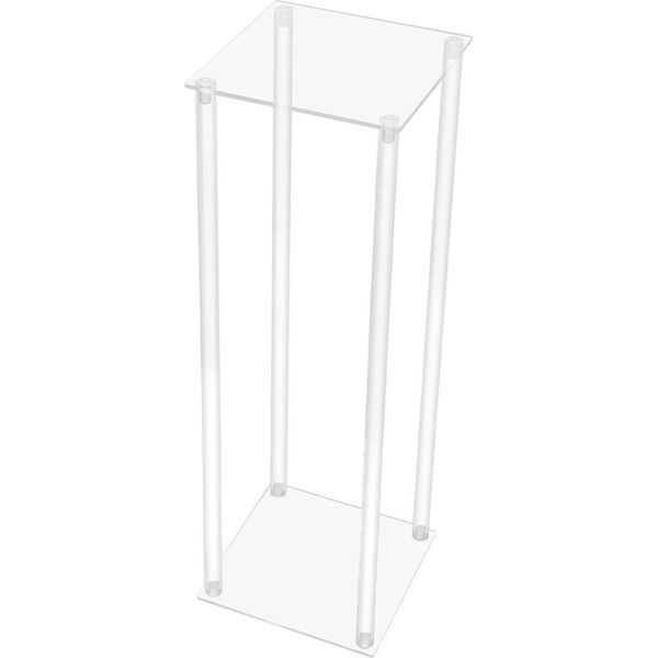 Portafiori - Colonna Rettangolare In Acrilico - Set Da 10 - 20 X 20 X 60 Cm - Montaggio - Matrimoni Ed Eventi - Bianco-image