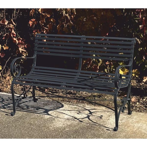 Casa Padrino Panchina Da Giardino In Ferro Battuto In Stile Art Nouveau Grigio Scuro 120 Cm - Mobili Da Giardino-image