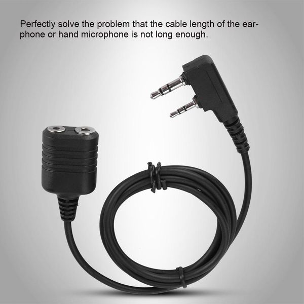 Cavo Microfono Walkie-Talkie A 2 Pin Con Testa K, Prolunga Per Cuffia, Microfono Manuale Per Kenwood Baofeng-image