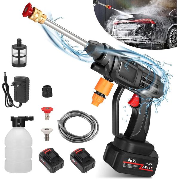 Idropulitrice Senza Fili - Pistola A Pressione Manuale - 21 V - Con Batteria - Portatile - Per Il Lavaggio Dell'auto - Nero-image