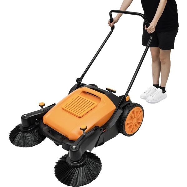 Spazzatrice Manuale - Spazzatrice Per Pavimenti - Pulizia 3680 M²/H - Larghezza Di Spazzamento 105 Cm - Contenitore 55 L - Abs/Nylon - Nero/Giallo-image