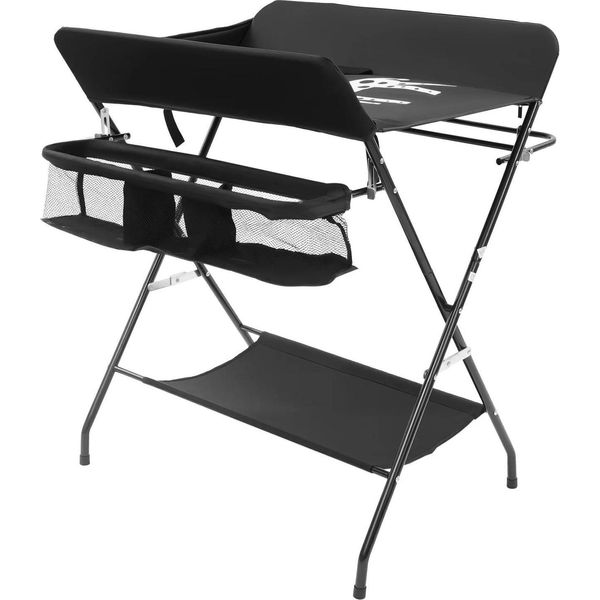Fasciatoio Per Neonati - Fasciatoio Portatile - Cintura Di Sicurezza - Pieghevole - Capacità Di Carico 15 Kg - Ampio Spazio Di Stivaggio - 0-12 Mesi - Nero-image