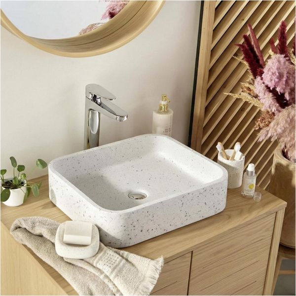 Lavabo Da Appoggio Rettangolare In Terrazzo 45X38Cm-image
