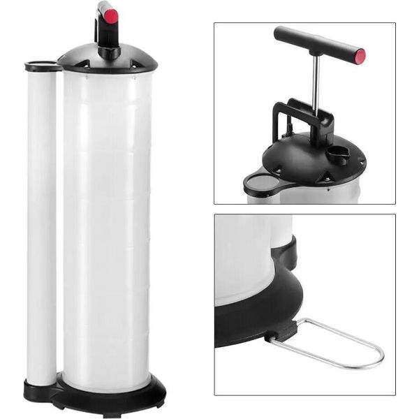 Pompa Di Aspirazione Olio - Aspiratore Manuale A Vuoto 7 L - Per Auto - Cambio Olio E Trasferimento Carburante - Pompa Manuale A Sifone - Bianco-image
