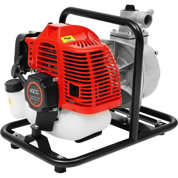 Pompa Acqua A Benzina - Motopompa A 2 Tempi - 43 Cm³ - 1,25 Kw - Monocilindrica - Raffreddamento Ad Aria Con Ventola - Avviamento A Strappo - 90+ Senza Piombo-image