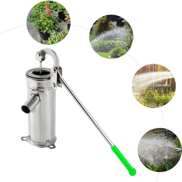 Pompa A Mano - Pompa Manuale Per Acqua - Acciaio Inossidabile - Pompa Aspirante - Per Pozzi, Giardini E Uso Domestico - A Risparmio Energetico - Argento-image