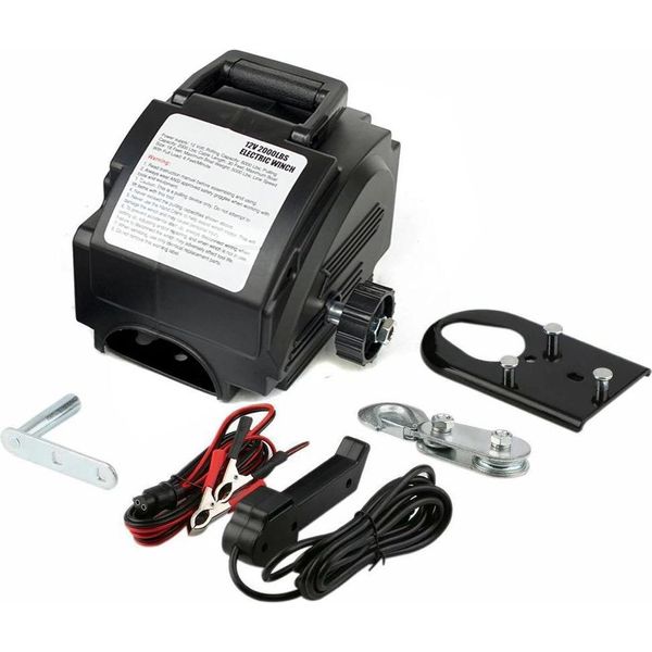 Verricello Elettrico - Rimorchio Per Barche - 12 V - Forza Di Trazione 906 Kg - Per Barche Fino A 6 M - Cavo 9,1 M - Telecomando - Nero-image