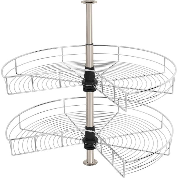 Armadio Angolare Carosello - Cestello Rotondo A 2 Ripiani - Diametro Ø 71 Cm - Girevole A 270° - Altezza Regolabile 54,4–77 Cm - Portata 8 Kg Per Cestello - Per Armadi A Partire Da 80 Cm - Ferro-image