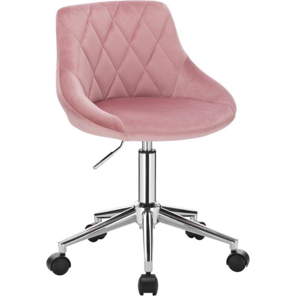 Sedia Da Ufficio Bolt Edge In Velluto – Rosa – Ergonomica – Con Rotelle – Regolabile In Altezza – Senza Braccioli-image