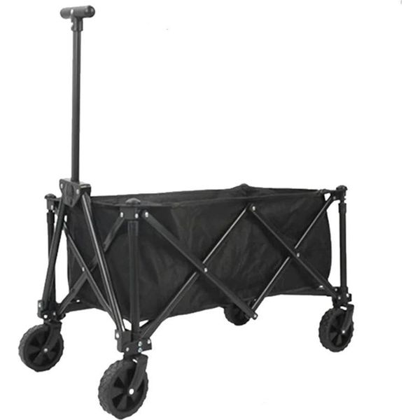 Carrello Da Giardino E Da Spiaggia - Carrello Pieghevole - Grande Capacità - Carrello Da Trasporto - Per Esterni - Portatile - Nero-image