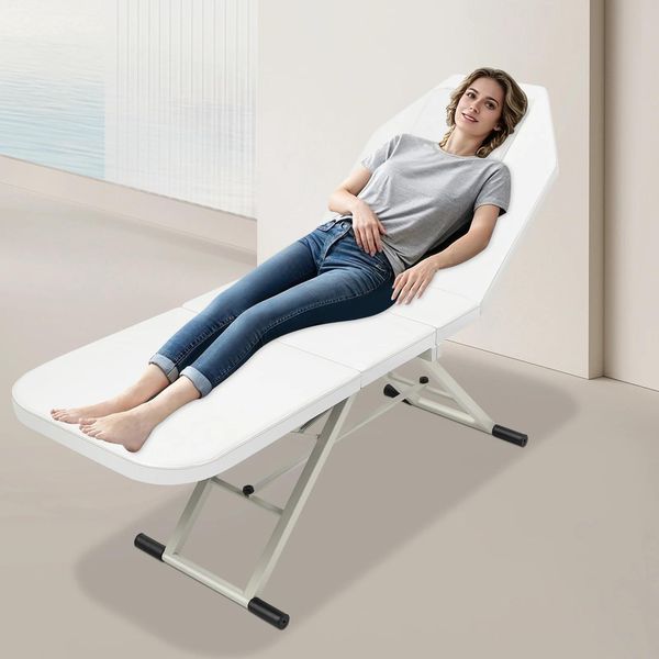 Lettino Da Massaggio - Lettino Da Massaggio Professionale - 3 Pezzi - Pieghevole - Portatile - Finto Cuoio - Fino A 250 Kg - Nero-image