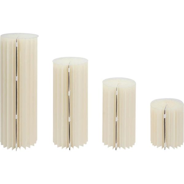Colonne Decorative - Colonne Espositive - Set Da 4 - Pieghevoli - Altezza 40/60/80/100 Cm - Capacità Di Carico 25-30 Kg Per Colonna - Materiale Carta + Pvc - Bianco-image
