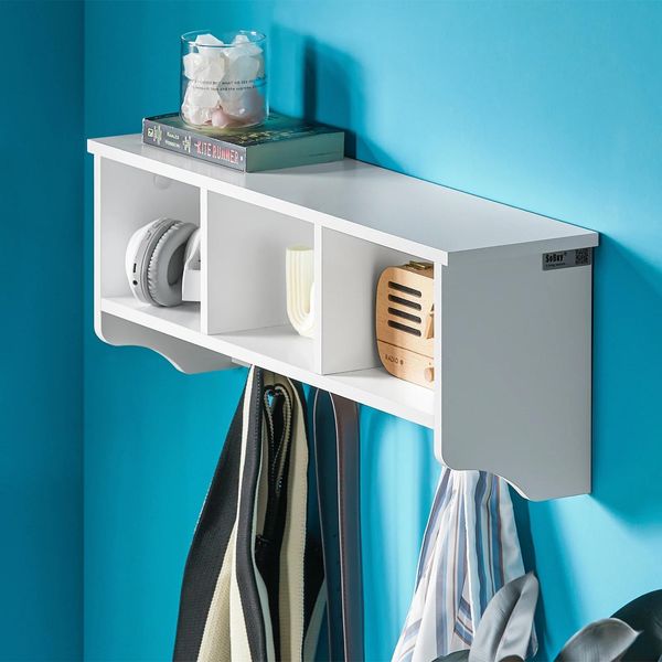 Appendiabiti Da Parete - Appendiabiti - 4 Ganci - Larghezza 60 Cm - Richiede Montaggio - Bianco-image