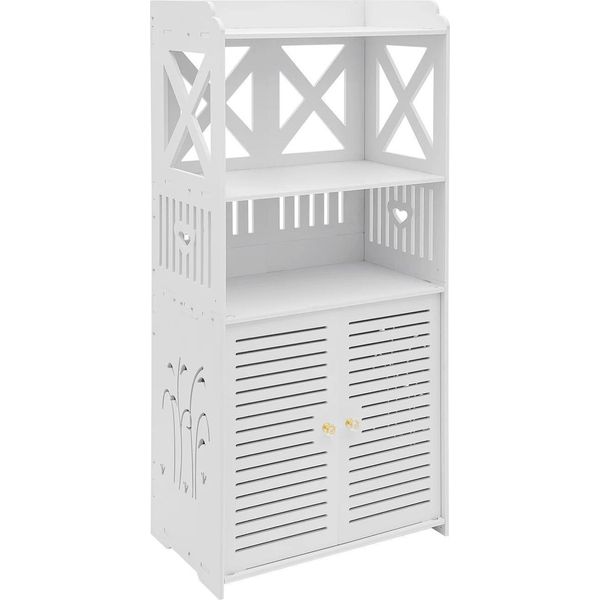 Mobile Da Bagno - Mobile Da Bagno Indipendente - 4 Ripiani - 40×25×90 Cm - Pvc - Compatto - Bianco-image