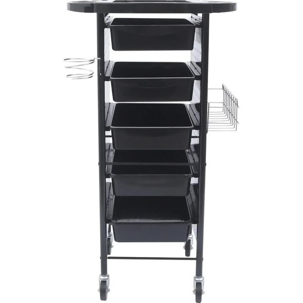 Carrello Da Parrucchiere Per Salone - Carrello - 5 Cassetti - 4 Rotelle - 95×53×44 Cm - Ferro + Plastica Pp - Nero-image