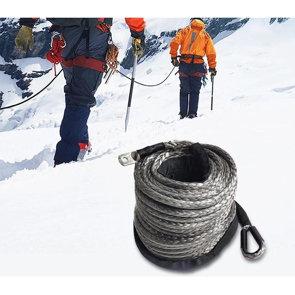 Fune Sintetica Per Verricello - Fune Per Verricello - 30 M - Carico Di Rottura 10,5 T - Treccia A 12 Fili - Leggera - Resistente Al Calore - Grigia-image