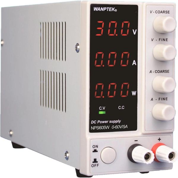 Alimentatore Da Laboratorio Alimentatore Cc - NPS605W - 0–60 V, 0–5 A, 300 W - Regolabile, Regolato, Alimentatore Switching - Display Digitale - Bianco-image