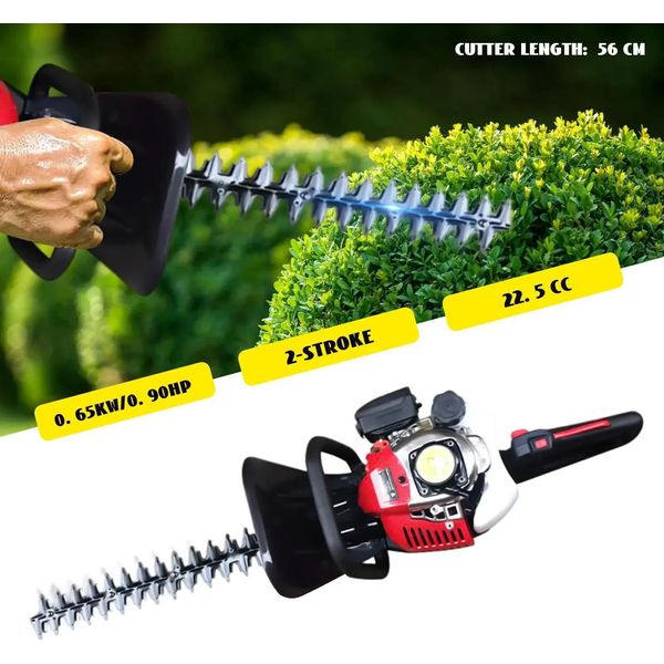 Tagliasiepi A Benzina - Tagliabordi A Due Tempi - 22,5 Cm³ Monocilindrico Raffreddato Ad Aria - Minimo 3.500 Giri/Min - 90–105 Db - Rosso-image