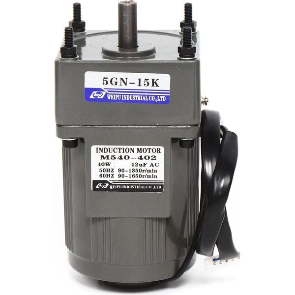 Motoriduttore Ca - 40 W 220 V - Con Regolatore Di Velocità - Monofase - 0-90 Giri/Min - Rapporto Di Trasmissione 1:15 - Grigio-image