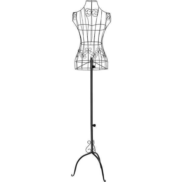 Busto Da Sarto - Busto Manichino - Metallo - Effetto Vintage Antico - Donna - Espositore Decorativo - Nero-image