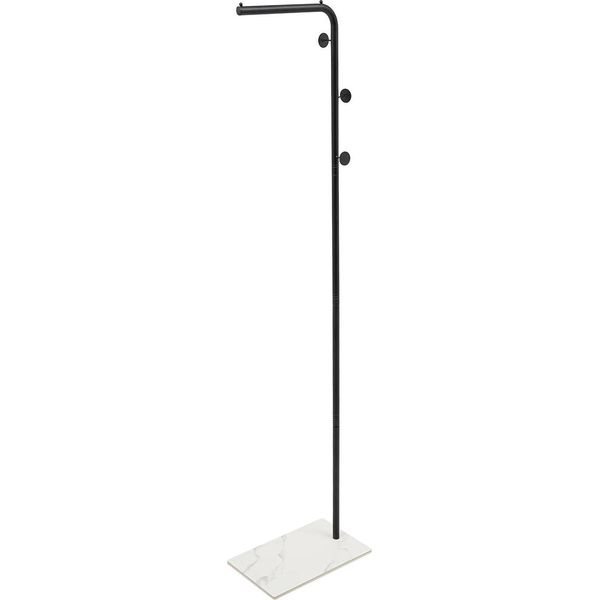 Appendiabiti - Appendiabiti Indipendente - Tre Ganci - Portata 35 Kg - Base 40×25 Cm - Ferro E Ardesia - Richiede Assemblaggio - Bianco-image