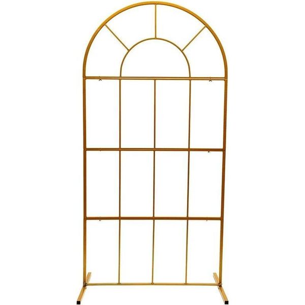 Arco Di Palloncini/Arco Nuziale - Telaio Metallico Rotondo 1 M - Set Di 2 Pezzi - Supporto Per Sfondo - Adatto Per Esterni - Da Assemblare - Oro-image