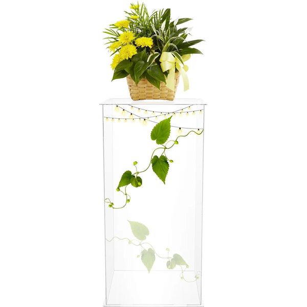 Portafiori In Acrilico - Pedana/Colonna - 30×30×60 Cm - Pannelli Da 3 Mm - Portata 3 Kg - Autoportante - Trasparente-image