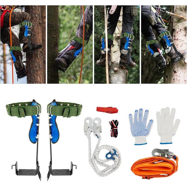Set Per Arrampicata Sugli Alberi - Ramponi Da Arrampicata Con Cintura Di Sicurezza - Antiscivolo - Protezione Anticaduta - Cinghie Regolabili - Per Arboricoltori-image
