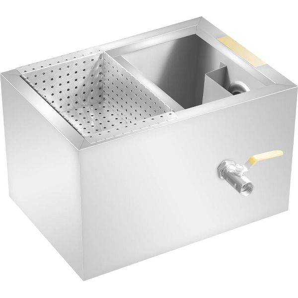 Separatore Di Grassi - Separatore Olio-Acqua - 18-20 L - Acciaio Inossidabile - Da Incasso - 35X25X23 Cm - Gastronomia - Bianco-image