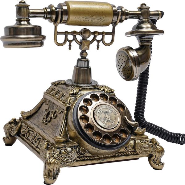 Telefono Retrò Vintage - Telefono Da Tavolo Con Disco Combinatore - Stile Europeo - Audio Hd - Materiale Ignifugo - Decorazione Per La Casa - Bronzo-image