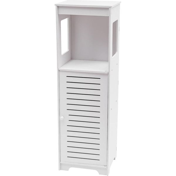 Armadio Da Bagno - Armadio Contenitore A 4 Ripiani - Pvc Impermeabile - Porta Ventilata - 28 X 25 X 90 Cm - Portata Circa 2,5 Kg Per Ripiano - Bianco-image