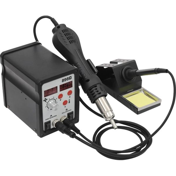 Stazione Di Dissaldatura - Stazione Di Rilavorazione Ad Aria Calda - 750 W - Temperatura Regolabile - Display A Led - 3 Ugelli - Riparazione Smd/Bga - Nero-image