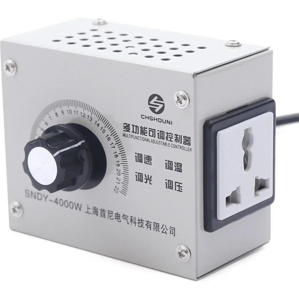Regolatore Di Tensione Ca - Regolatore Di Velocità/Dimmer Scr - 4000 W - 220 V - Potenza Regolabile - Argento-image