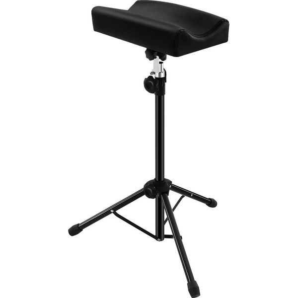 Poggiabraccio E Poggiagambe Per Tatuaggi - Treppiede Regolabile - Altezza 70-100 Cm - Ruotabile A 360° - Portata 150 Kg - Pu, Schiuma, Ferro - Nero-image