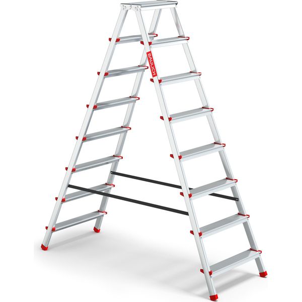 Edilizia | Scala Domestica In Alluminio - 2X8 Gradini - Carico Massimo 125 Kg - Altezza 3,26 M - Piedini Antiscivolo Gratuiti-image