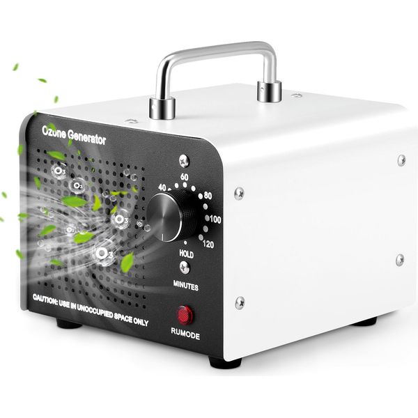 Generatore Di Ozono - Purificatore D'aria - 60000 Mg/H - Fino A 200 M² - Timer Da 120 Minuti - Spina Ue 220 V - Bianco-image
