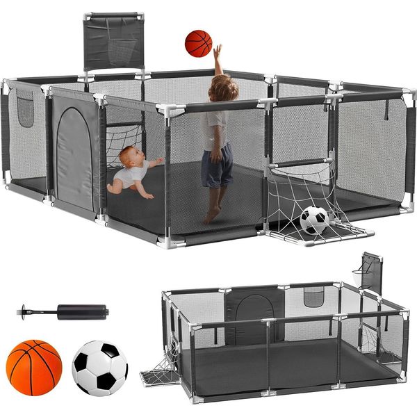 Area Giochi Per Bambini, Area Spaziosa, Design Resistente, Grigio-image
