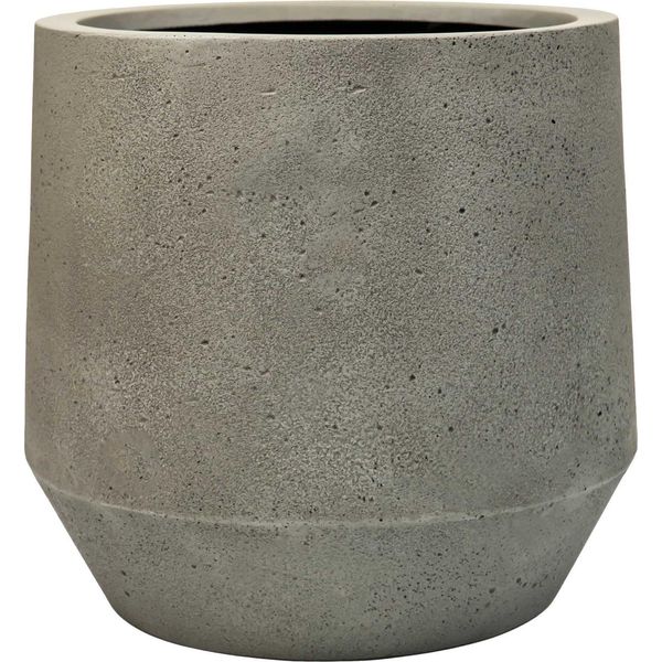 Vivanno Vaso Da Fiori In Fibra Di Vetro Nexora Rotondo, Grigio Vesuvio Design Cemento - 41X38 Cm-image