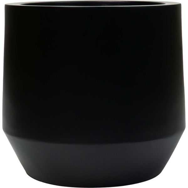 Vivanno Vaso Da Fiori In Fibra Di Vetro Nexora Rotondo, Nero Opaco - 31X28 Cm-image