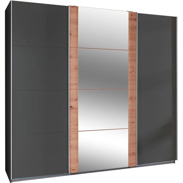 Armadio Ad Ante Scorrevoli Berna Design Dell'armadio Selezionabile, Grafite / Rovere Artigianale, 270X64X210Cm-image