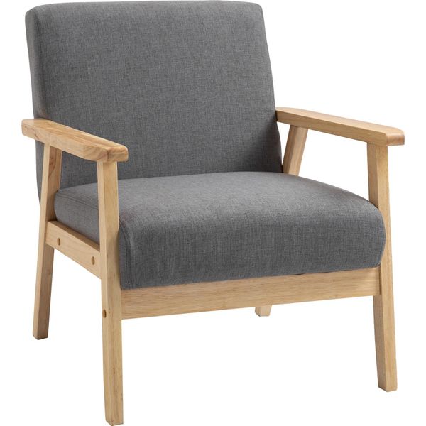 Fortuna Lai Poltrona Con Orecchie, Poltrona Lounge Con Braccioli, Sedia Da Pranzo, Poltrona Relax Effetto Lino, Poltrona Imbottita, Grigio, 64 X 70 X 72 Cm-image