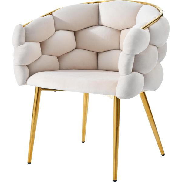 Fortuna Lai Sedie In Velluto 1 Sedia (Sedie Da Salotto, Sedie Da Pranzo, Sedie Da Trucco, Sedie In Stile Moderno Alla Moda, 1 Set), Gambe In Ferro Dorato, Sedie Beige, Sedie Bubble (11.24 Sostituzione Dello Schienale-image